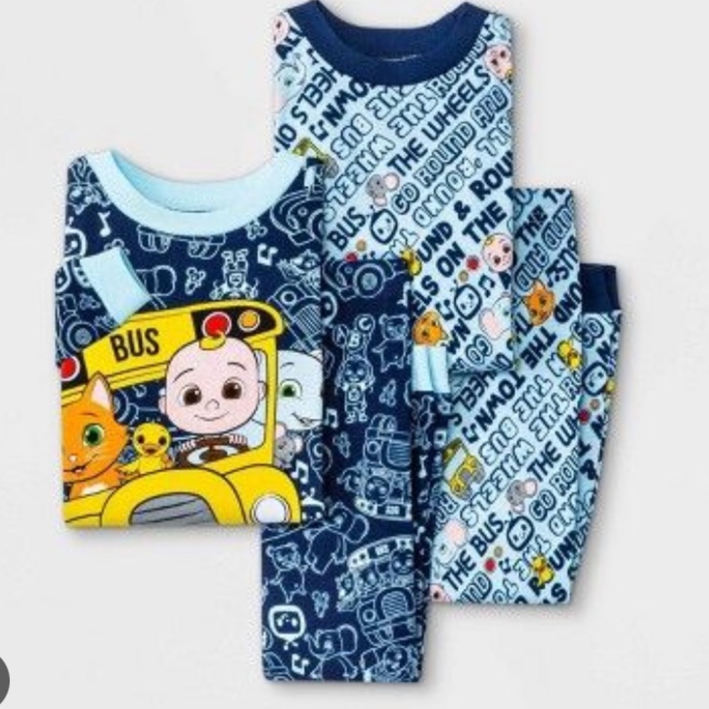 Cocomelon wheels on the bus 4 piece pajama set 5t